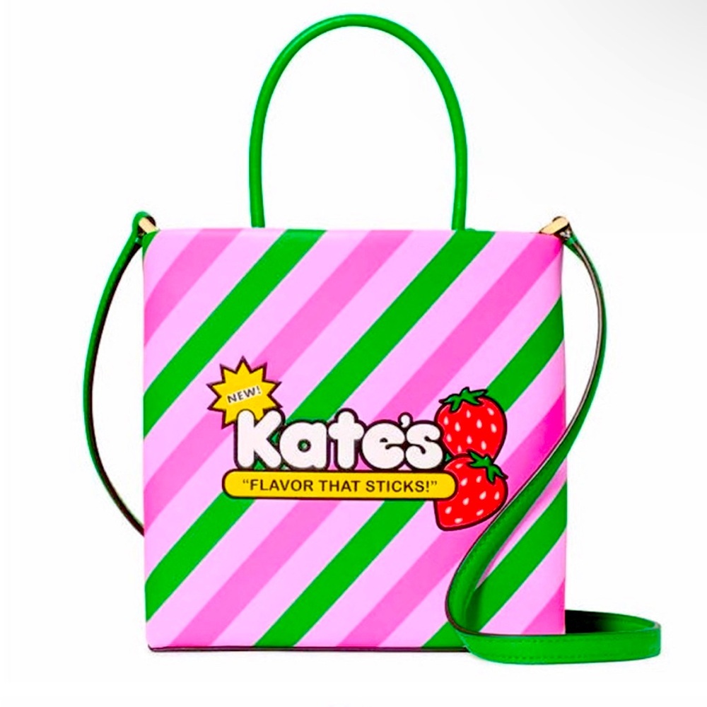 NWT Kate Spade Candy Treat Yourself Mini Crossbody Tote- Pink and Green Stripes